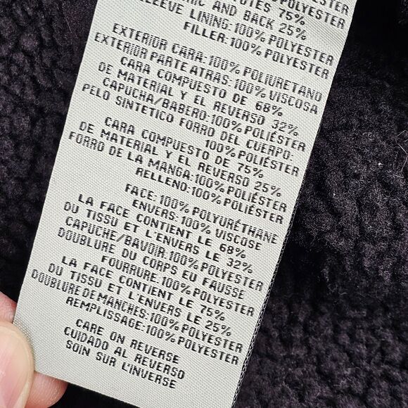 Levis Jacket XL Hooded Faux Leather Brown Sherpa Lined Full Zip Mens Double Zip - Picture 11 of 13